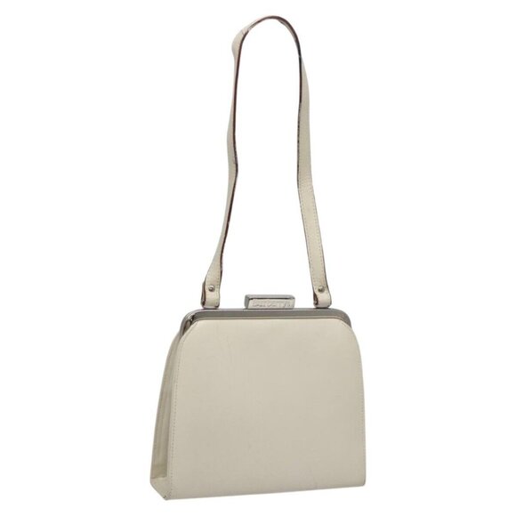 Burberrys Shoulder Bag Leather White Auth 112103 - Picture 1 of 16
